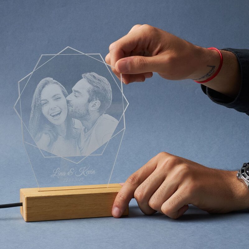 Personalized LED Light with Photo and Text as Anniversary Gift for Her. Personalized Led Light as Romantic Night Lamp Gift for Wife