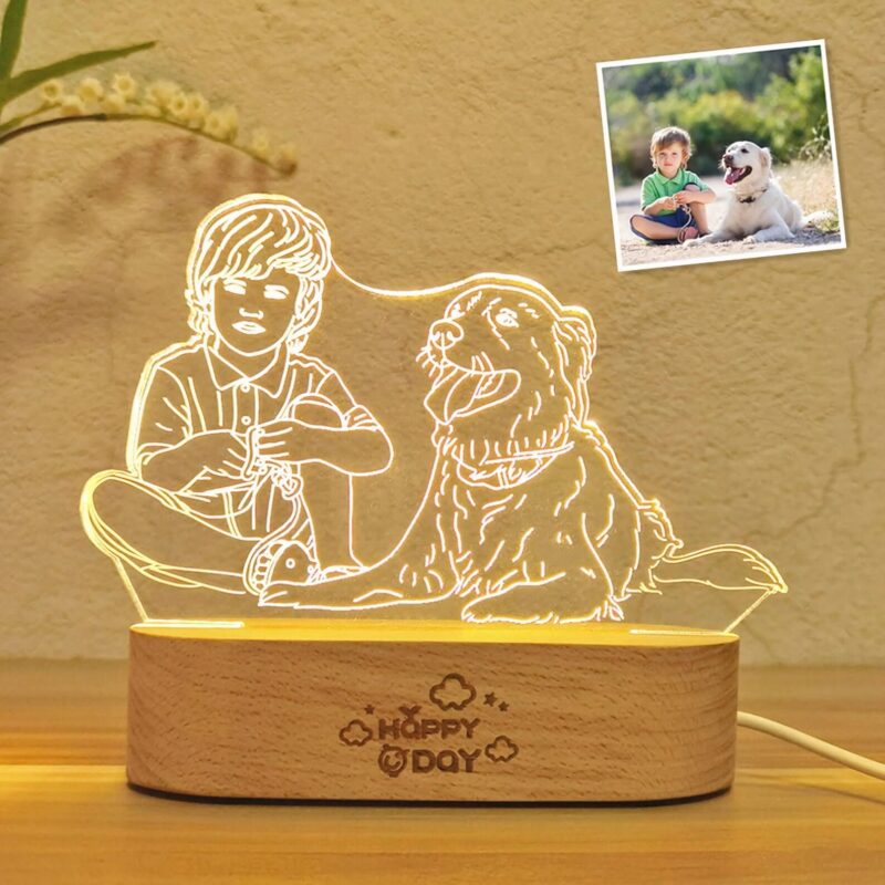 Unique Engraved Couple Portrait 3D Lamp - Personalized Night Light - Great Wedding or Valentines Gift