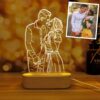 Unique Engraved Couple Portrait 3D Lamp - Personalized Night Light - Great Wedding or Valentines Gift